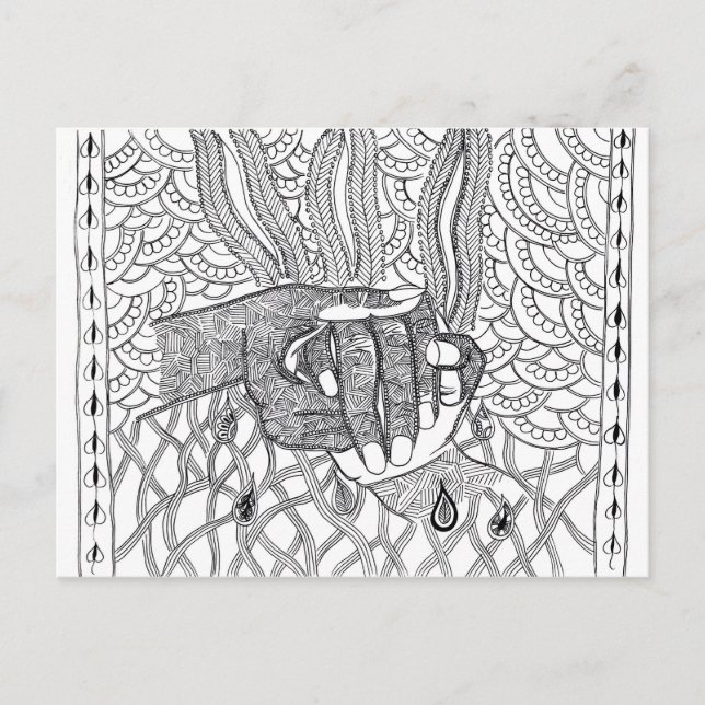 Postkarte der gekümmert Hände (Vorderseite)