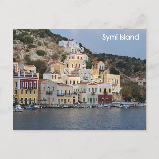 Postkarte der griechischen Insel Symi (Vorderseite)