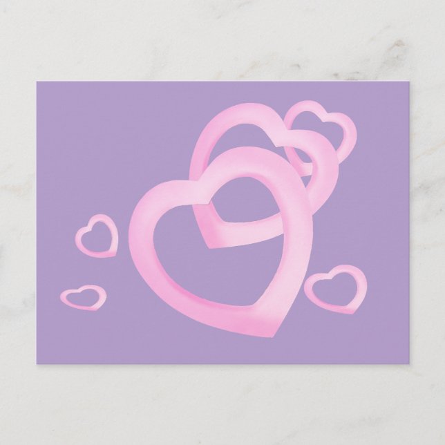 Postkarte der rosa Herzen (Vorderseite)
