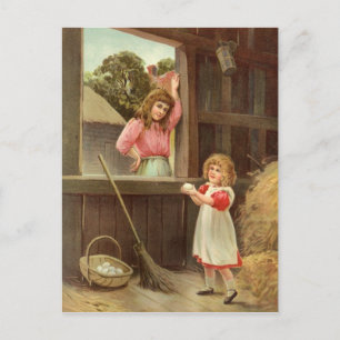 Postkarte der Vintagen Bauernfamilie