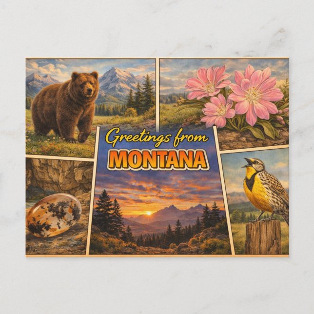 Postkarte des Bundesstaates Montana (Vorderseite)