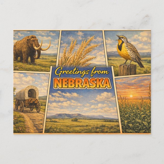 Postkarte des Bundesstaates Nebraska (Vorderseite)