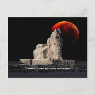 Postkarte des gefrorenen Leuchtturms Cleveland