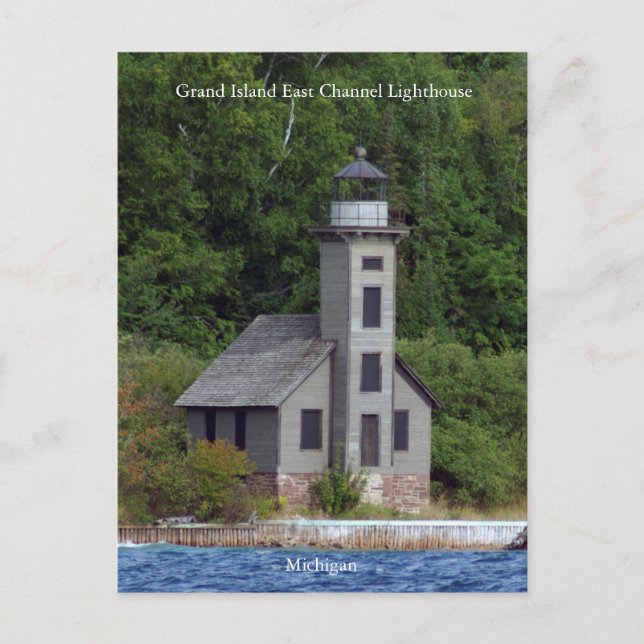 Postkarte des Grand Island East Channel Lighthouse (Vorderseite)