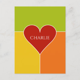 Postkarte des Herzmusters individuelle Name