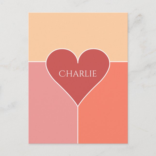 Postkarte des Herzmusters individuelle Name (Vorderseite)