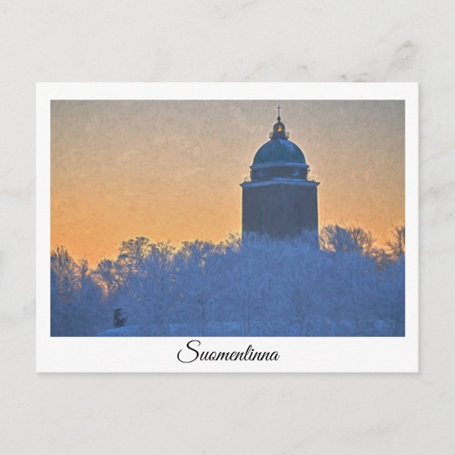 Postkarte des Leuchtturms Suomenlinna (Vorderseite)