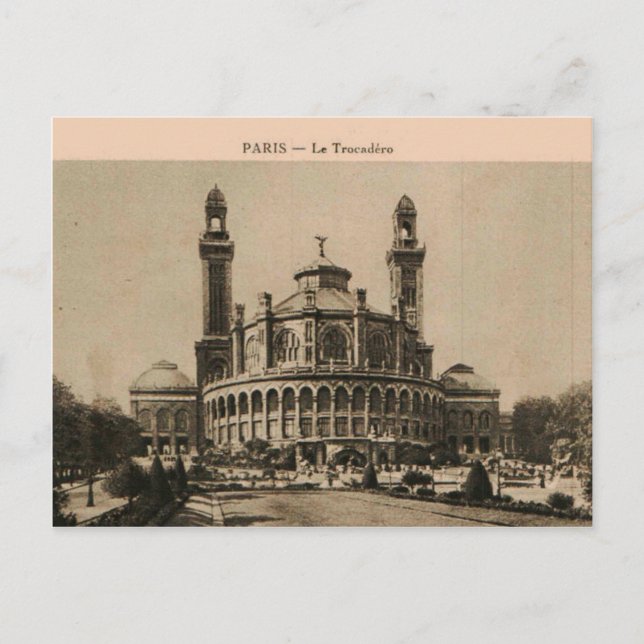 Postkarte des Pariser Palastes Trocadero um 1920 (Vorderseite)