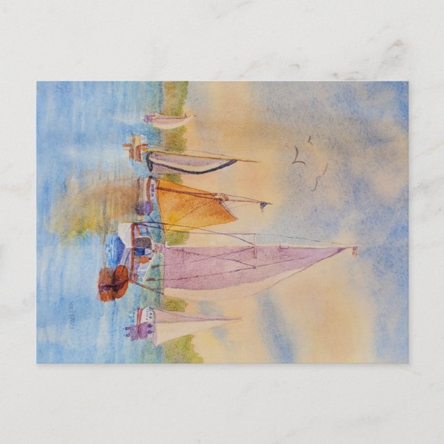 Postkarte des Segelbootes, Postkarte des Segelns,  (Vorderseite)