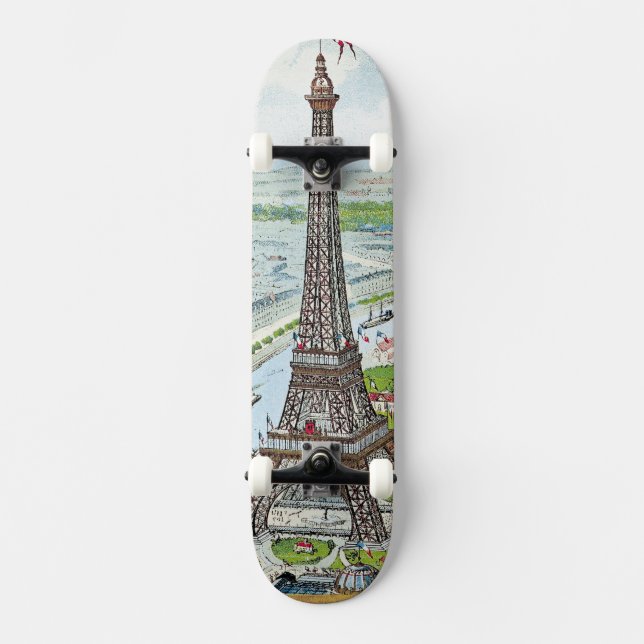 Postkarte, die den Eiffelturm darstellt Skateboard (Vorderseite)