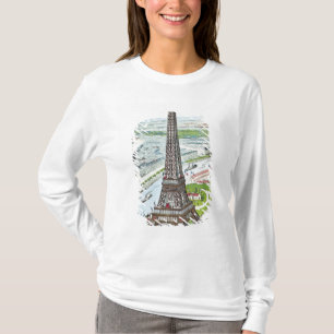Postkarte, die den Eiffelturm darstellt T-Shirt