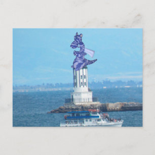 Postkarte - Drache auf dem Leuchtturm des Hafens v