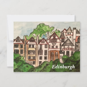 Postkarte Edinburgh (Häuser neben Schloss)
