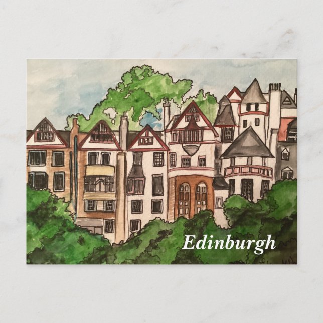 Postkarte Edinburgh (Häuser neben Schloss) (Vorderseite)