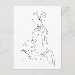 Postkarte einer sitzenden Frau