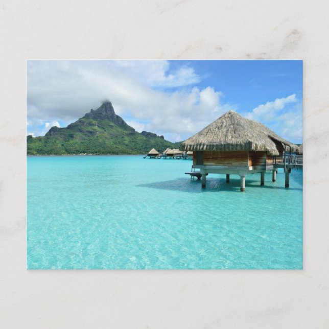 Postkarte eines Badeortes in Bora Bora (Vorderseite)
