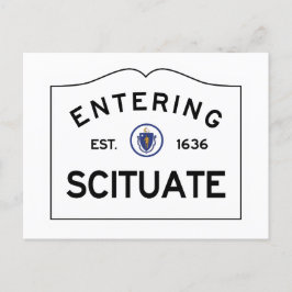 Postkarte - Einfahrt in das Schild "Scituate Road"
