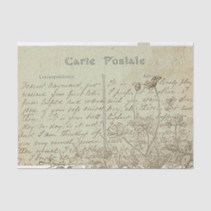 Postkarte Englisch Schrift Vintage Wildblume Seidenpapier