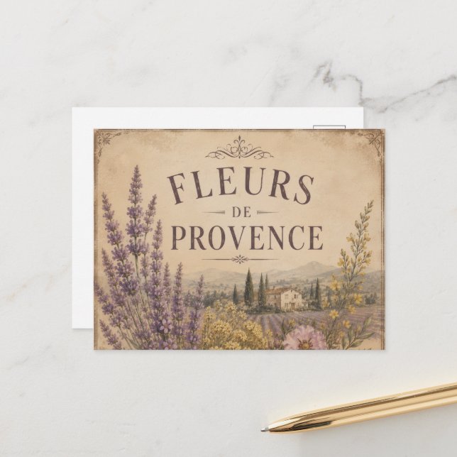 Postkarte Fleurs de Provence (Vorderseite/Rückseite Beispiel)