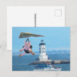 Postkarte - Fliegendes Schwein über dem LA-Hafenli