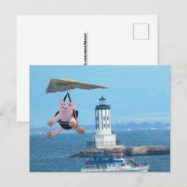 Postkarte - Fliegendes Schwein über dem LA-Hafenli