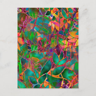 Postkarte Florales abstraktes Buntglas
