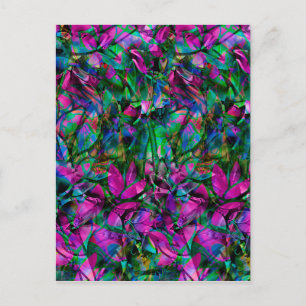 Postkarte Florales abstraktes Buntglas