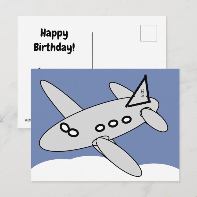 Postkarte - Flugzeug, das über Wolken fliegt (Vorne/Hinten)