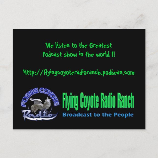 Postkarte / Flying coyote Radio Ranch (Vorderseite)