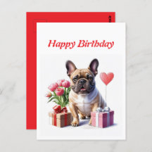 Postkarte französische Bulldoggen Birthday