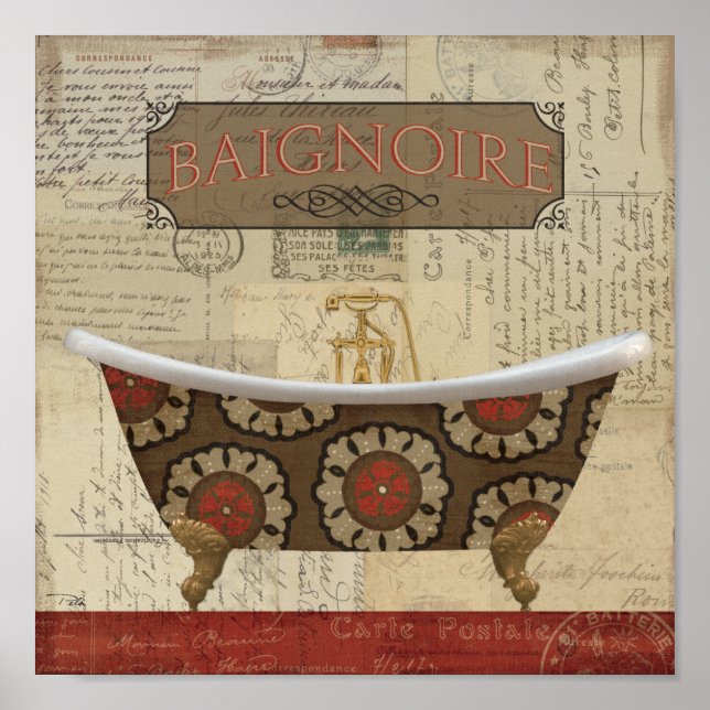 Postkarte Französisches Badezimmer Poster (Vorne)
