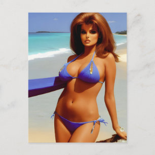 Postkarte Frau am Strand