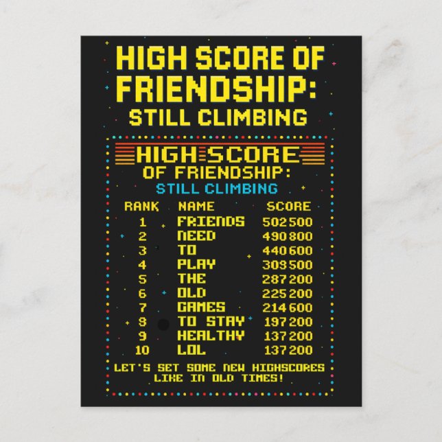 Postkarte „Friendship Highscore“ (Vorderseite)