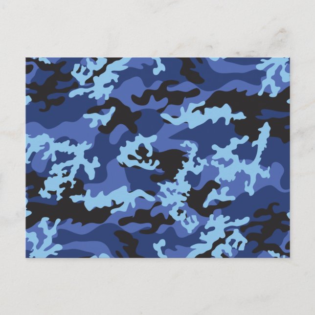Postkarte für benutzerdefinierte blaue Camouflage (Vorderseite)