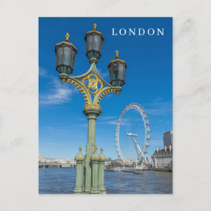 Postkarte für das London Eye und die Lampenpost