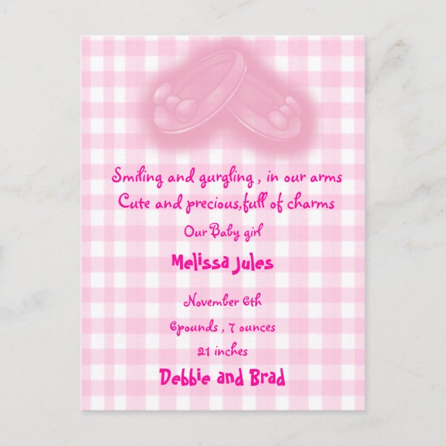 Postkarte für die Babyankündigung (Vorderseite)