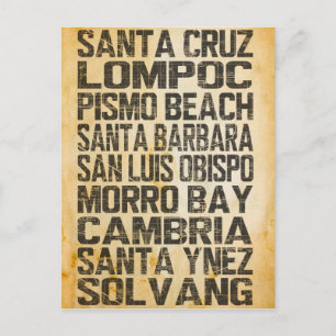 Postkarte für die kalifornische Hauptküste
