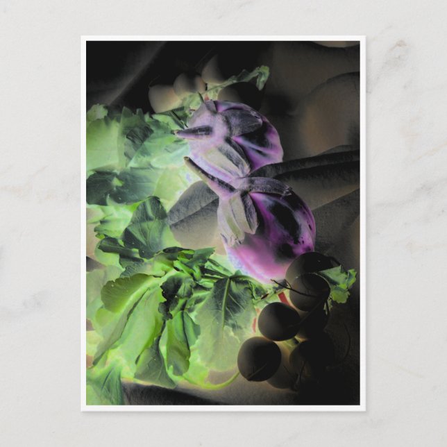 Postkarte für Eggplant & Radishes Template (Vorderseite)