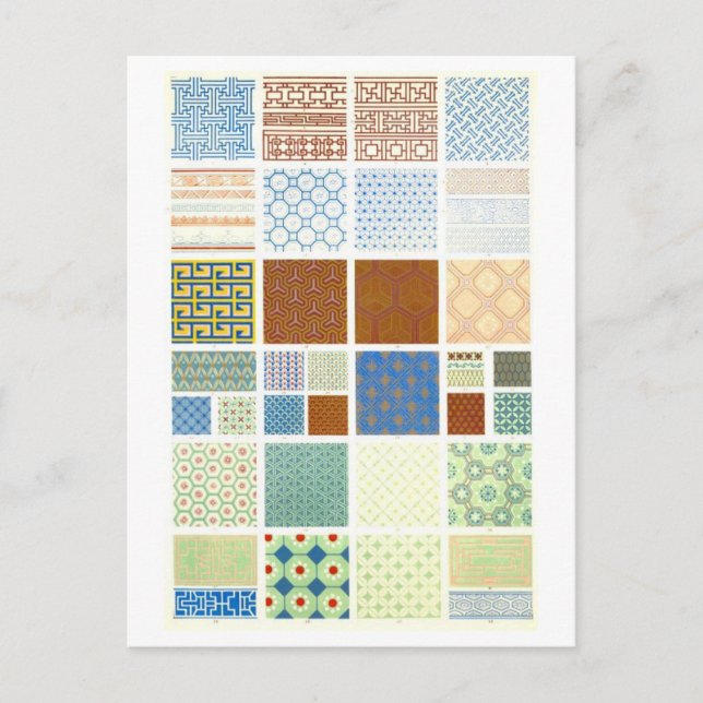 Postkarte für geometrische Vintage chinesische Sto (Vorderseite)