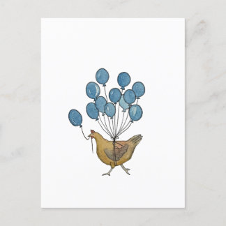 Postkarte für Hühner und Ballons