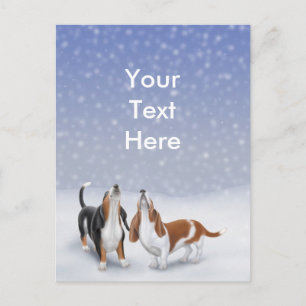 Postkarte für individuell anpassbare Snow Bassets