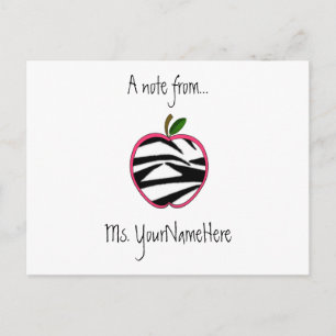 Postkarte für Lehrer - Zebra Print Apple