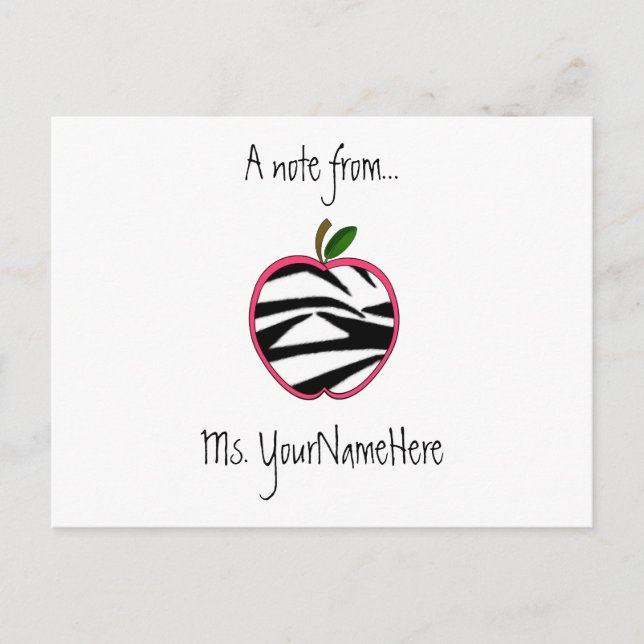 Postkarte für Lehrer - Zebra Print Apple (Vorderseite)