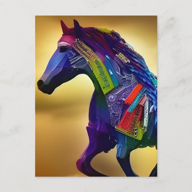 Postkarte für Mixed-Media-Pferde (Vorderseite)
