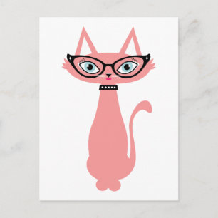 Postkarte für Retro-Katze - Cha Cha Katze