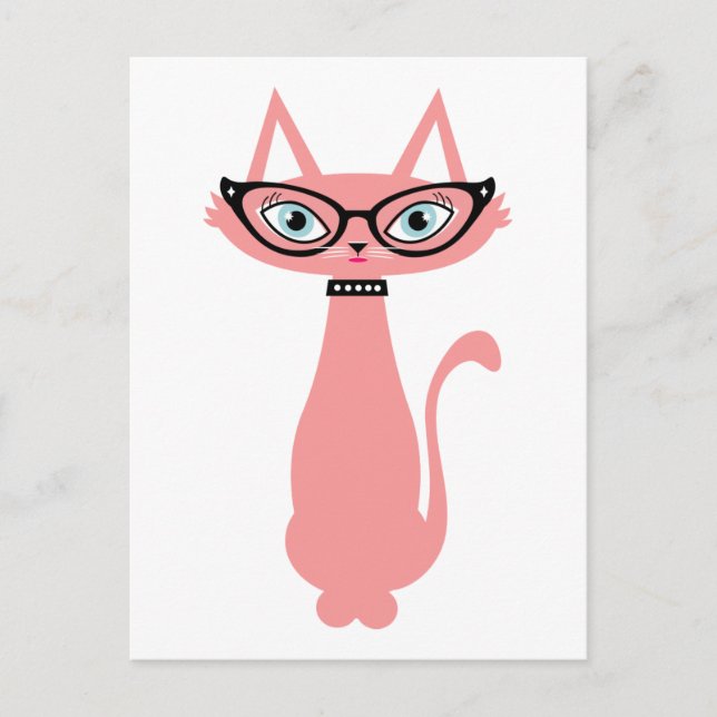 Postkarte für Retro-Katze - Cha Cha Katze (Vorderseite)