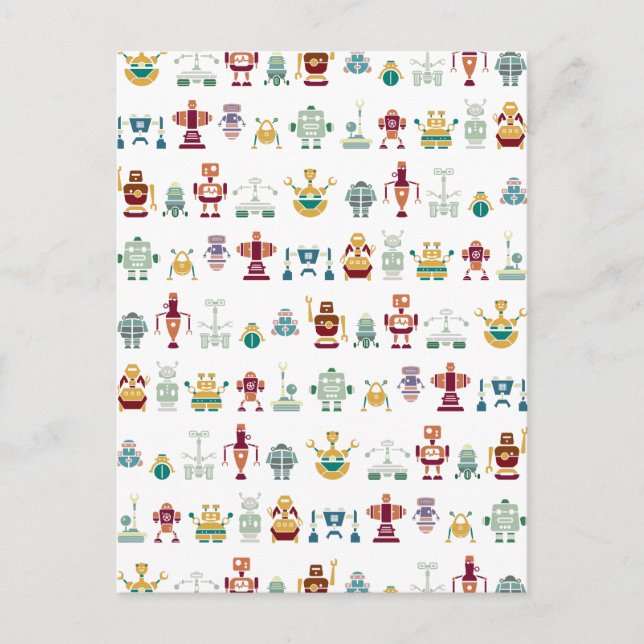 Postkarte für Retro-Roboter (Vorderseite)