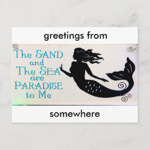 Postkarte für Sand und Meerjungfrau