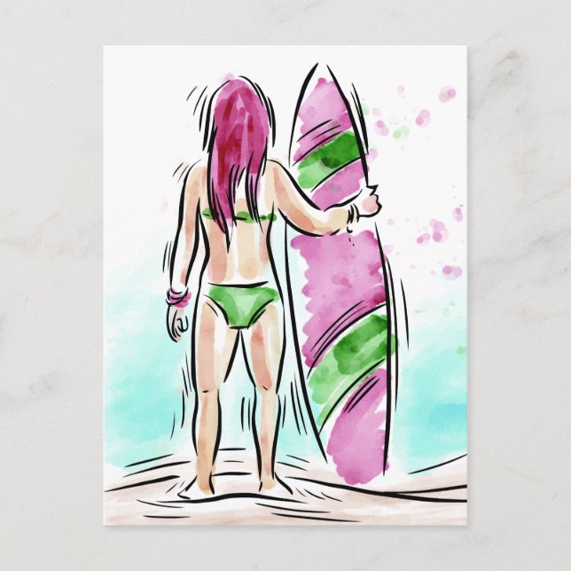 Postkarte für Surfer Girl (Vorderseite)