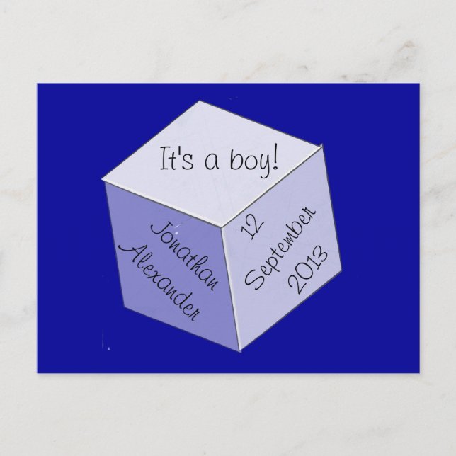 Postkarte - Geburtsankündigung für Baby Block (Vorderseite)